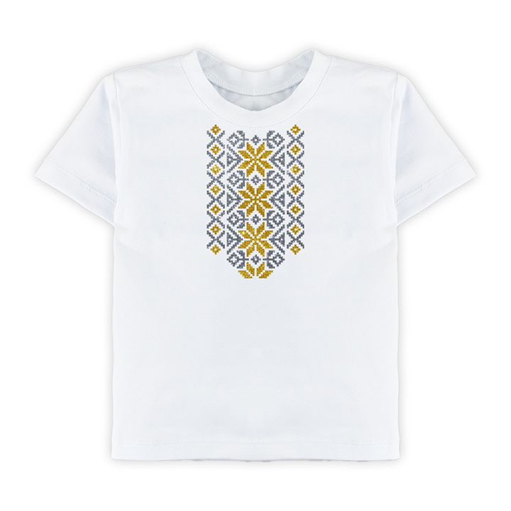 футболка с украинским орнаментом Holographic Silver Gold
