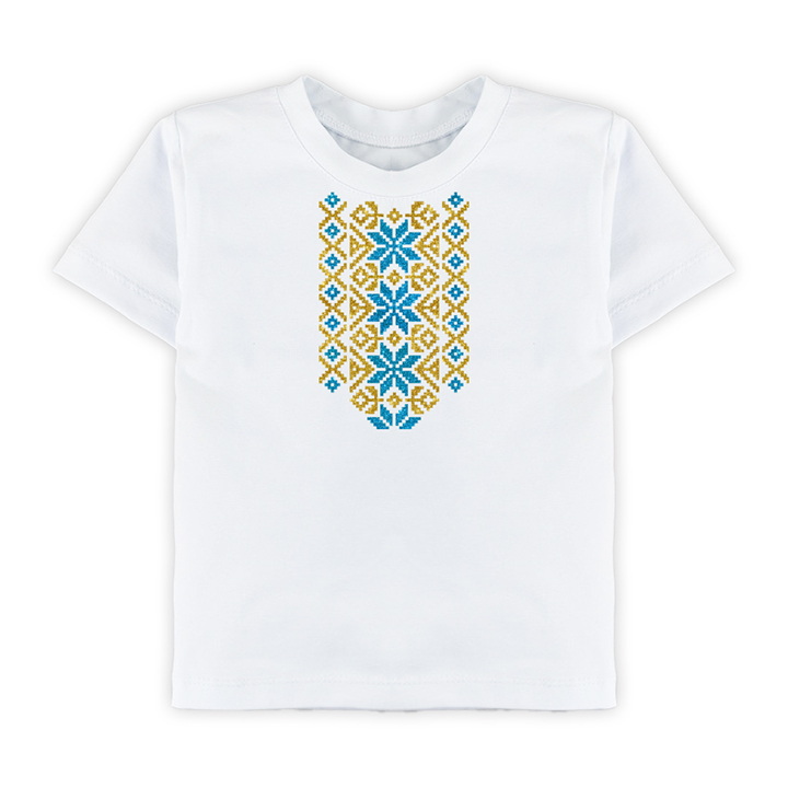 футболка с украинским орнаментом Holographic Gold Aqua