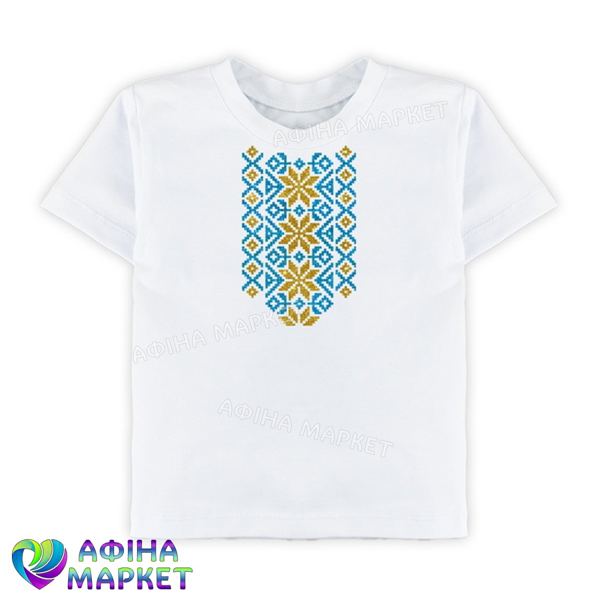 футболка з українським орнаментом Holographic Aqua Gold 164380