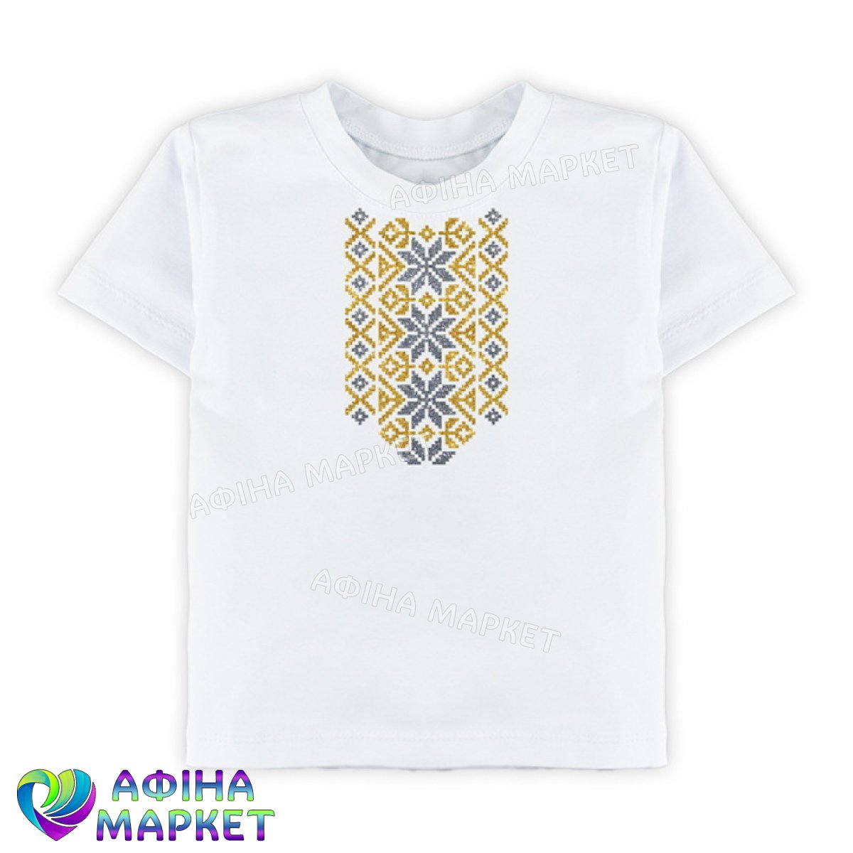 футболка з українським орнаментом Holographic Gold Silver 164384