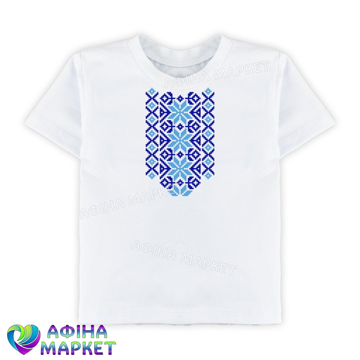 футболка з українським орнаментом Royal Blue/Sky Blue 164388