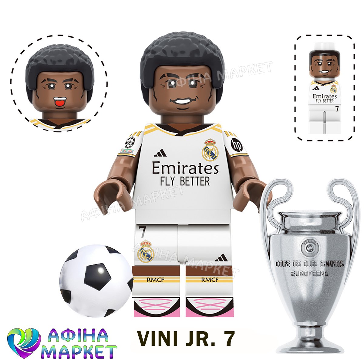 Вінісіус Жуніор Lego фігурка VINI JR. 7 Реал Мадрид з Кубком Ліги чемпіонів (5132)