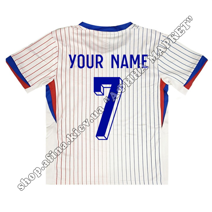 Друк прізвища, імені та номера на футбольну форму збірної Франції EURO 2024 France Away 