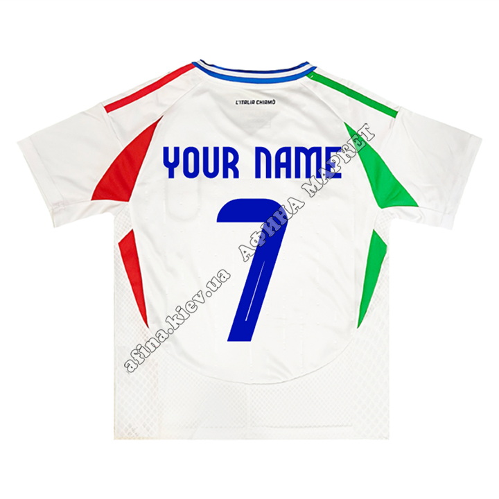 Друк прізвища, імені та номера на футбольну форму збірної Італії EURO 2024 Italy Away 