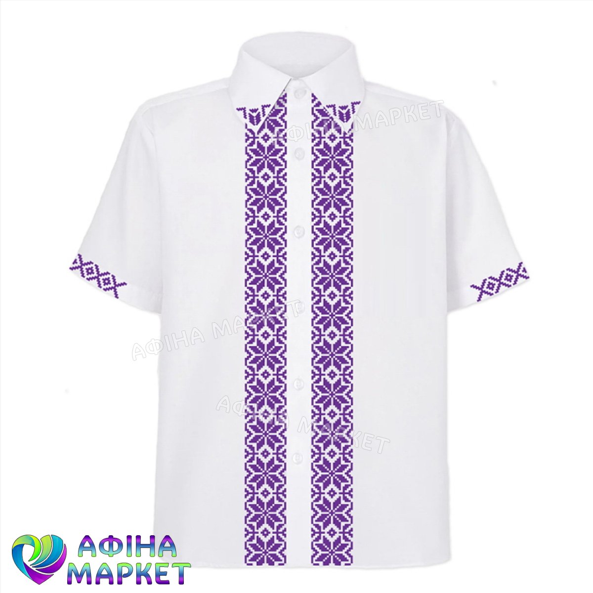 Сорочка біла з фиолетовым орнаментом 109338