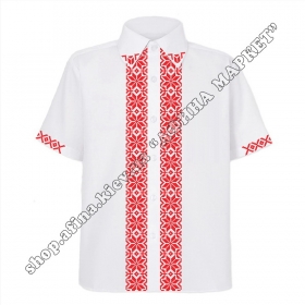 Рубашка белая с красным орнаментом