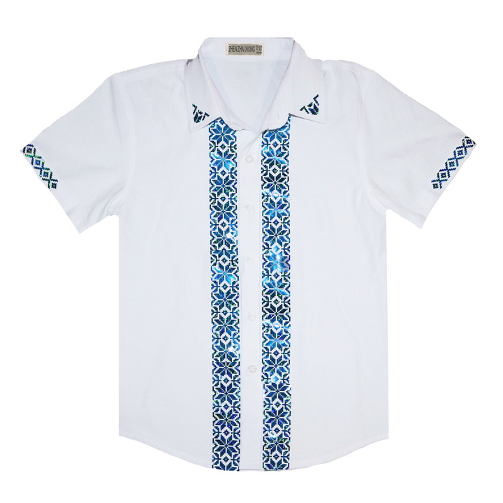 Рубашка белая с орнаментом Holographic Aqua