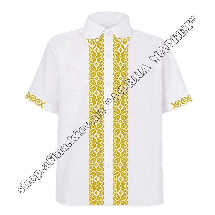 Рубашка белая с золотым орнаментом