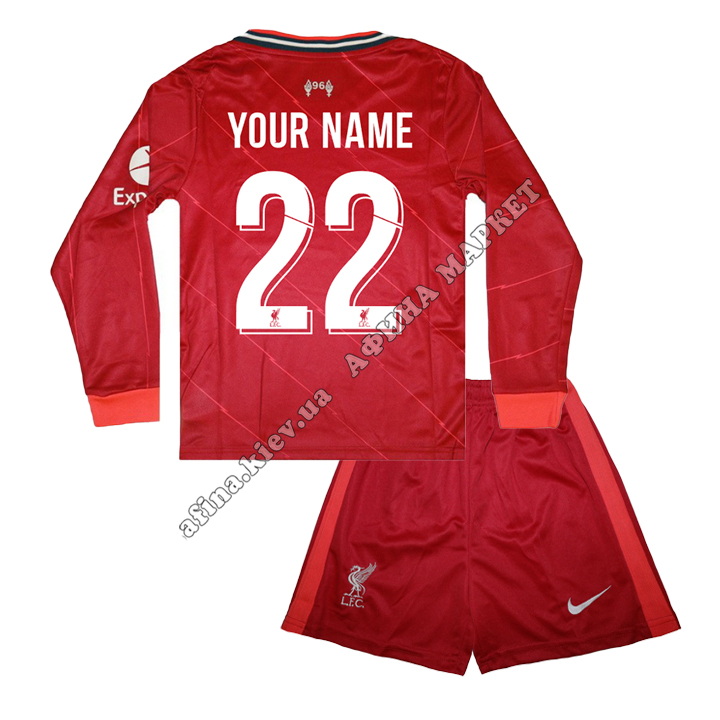 З Вашим прізвищем Ліверпуль 2021-2022 Nike Home довгий рукав 