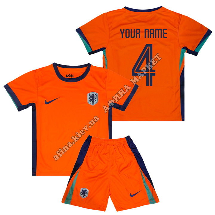 С Вашей фамилией сборной Нидерландов EURO 2024 Nike Netherlands Home 