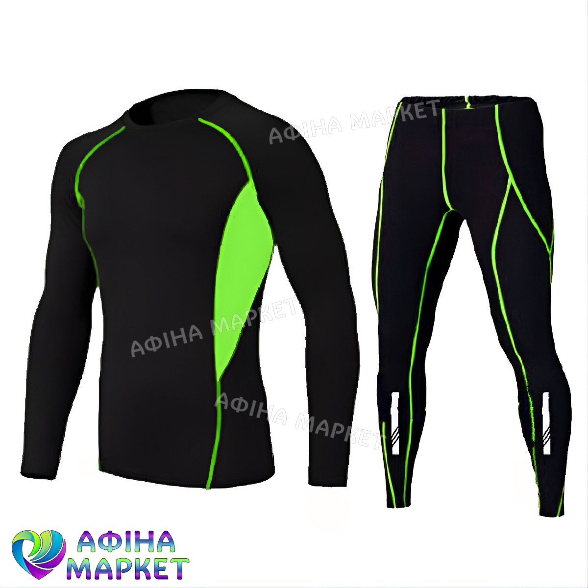 JIABIBANG Thermal Underwear Reflective Ventilation Black/Green 184187